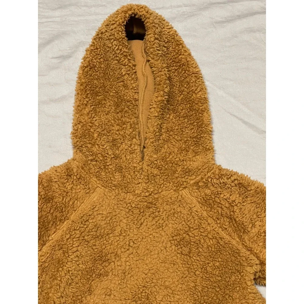 Carters Kids Sherpa Fleece Hoodie Brown Pullover Mountain Patch GCL127381 Size 8